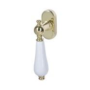KeyloX 60R weiß Fenstergriff Messing poliert