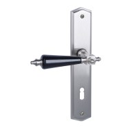 KeyloX 59LS GK3-Türgriff Messing-Edelstahl-satiniert-Schwarz Langschild