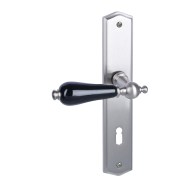 KeyloX 60LS GK3-Porzellan-Türgriff Edelstahl-satiniert-Schwarz Langschild