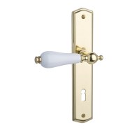 KeyloX 60LS GK3-Porzellan-Türgriff Messing-poliert-Weiß Langschild
