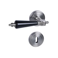 KeyloX 59R GK3-Türgriff Messing-Edelstahl-satiniert-Schwarz Rundrosette