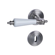 KeyloX 59R GK3-Türgriff Messing-Edelstahl-satiniert-Weiß Rundrosette