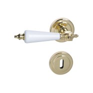 KeyloX 59R GK3-Türgriff Messing-Weiß Rundrosette